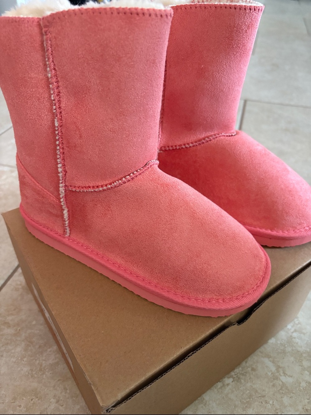 Kids Cozy Pink Suede Winter Boots
